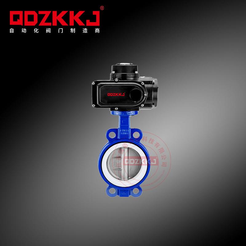 D971F电动对夹蝶阀防爆调节阀门304板衬氟耐酸碱防腐蚀DN100