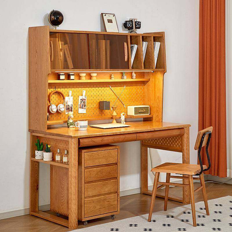 北美樱桃木实木书桌书架一体家用小户型黑胡桃木电脑桌儿童学习桌,农用物资,其他肥料,淘宝优惠券,粉丝福利购,淘宝优惠卷