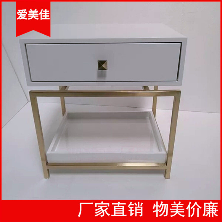 爱美佳家具样板房不锈钢床头柜现代简约板式硬包皮革床头柜