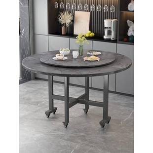 A9L折叠餐桌家用圆桌小户型带转盘吃饭桌子简易可折叠大圆桌出租