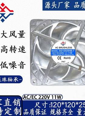 12CM厘米12025AC/EC110-220V交流风机全金属配电机柜交流散热风扇