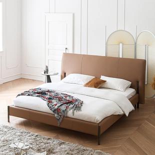 意式 小户型主卧1.8米双人床婚床 轻奢Nick真皮床现代简约设计师款