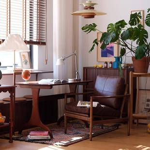 陶野商店|中古vintage复古北欧单人沙发椅实木休闲扶手椅沙发躺椅