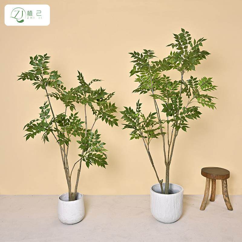 仿真绿植漆木假树室内家居落地盆栽大型艺术装饰仿真南天竹紫藤树