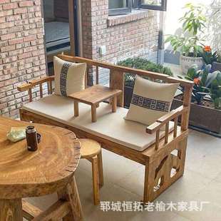 老榆木罗汉床新中式实木沙发椅打坐禅意床榻小户型风化罗汉床