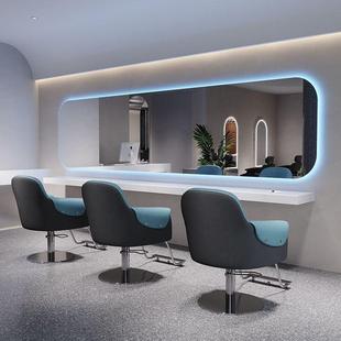 横挂理发店镜子带灯网红美发店镜台发廊专用壁挂墙烫染剪发大通镜