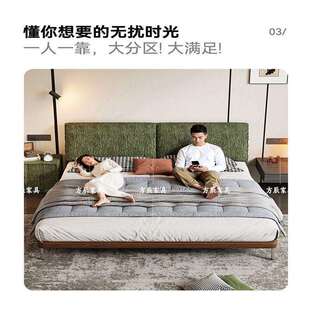 可拆洗中古风绿色雪尼尔大象耳朵布艺床小户型双人床主卧大床大气