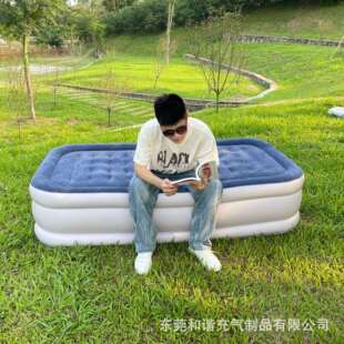 厂家直销户外植绒充气高床内置自动高床波浪拉带受力均匀户外便携