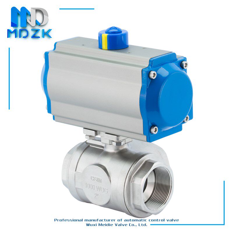 MDZK-AT-Q614/5F-16P气动三通丝口扣不锈钢耐腐蚀T型L型球阀