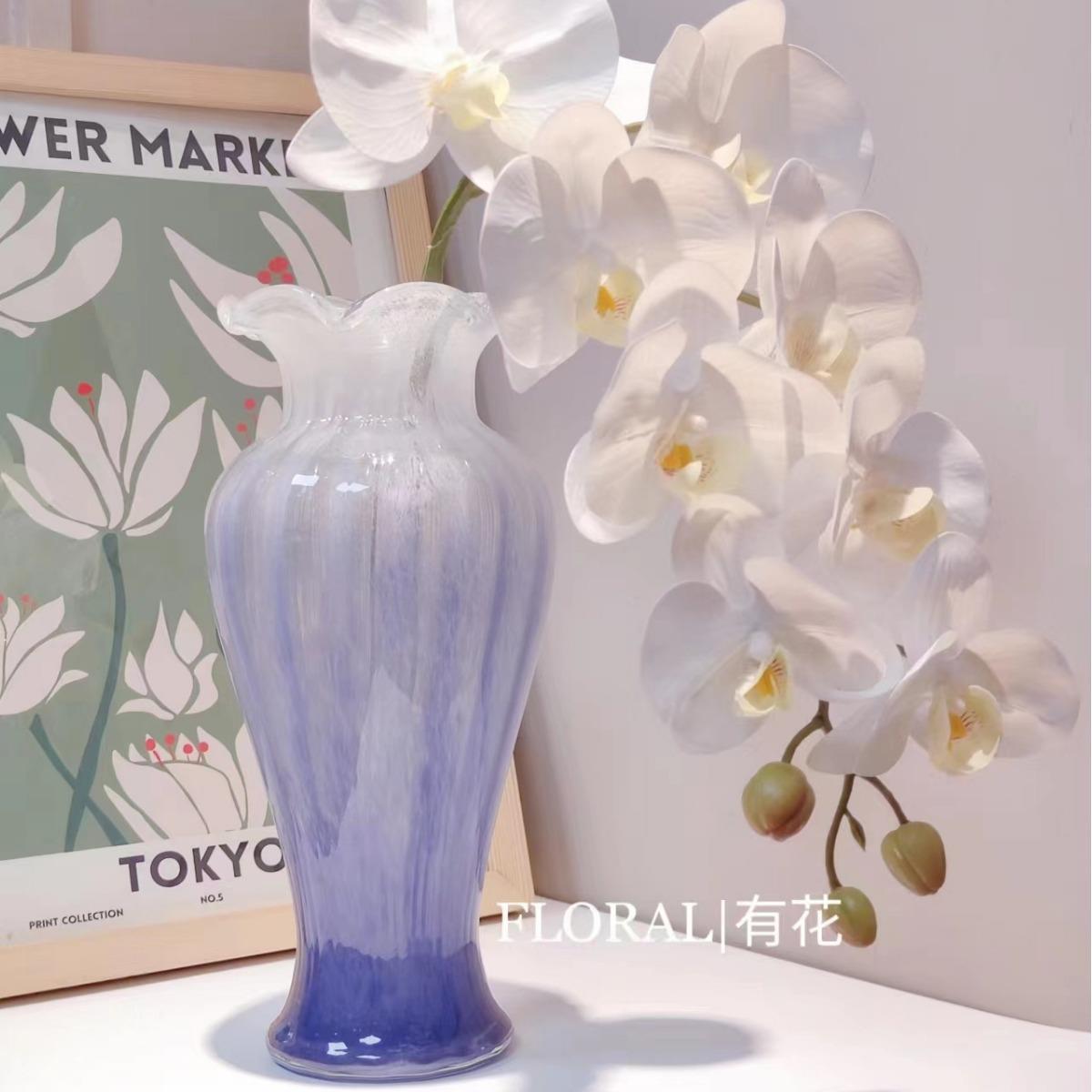 春日系列彩色玻璃芬顿花瓶手工玻璃花瓶简约家居装饰水培花器摆件