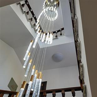 2024新款楼梯吊灯复式楼梯间吊灯别墅自建房超长旋转楼梯灯长吊灯