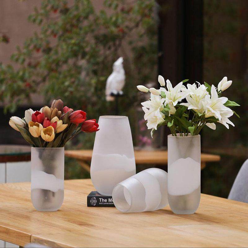 现代简约工艺品新款磨砂白色透明玻璃花瓶居家摆件吹制花瓶,纺织面料/辅料/配套,纺织机械配件,淘宝优惠券,粉丝福利购,淘宝优惠卷