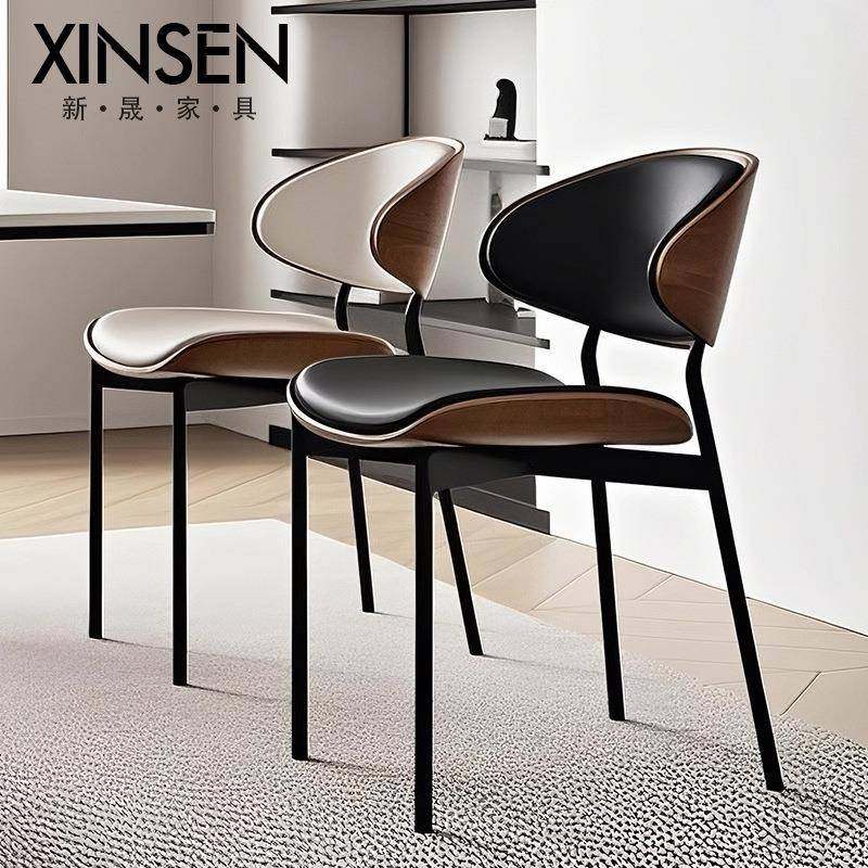 餐椅家用现代简约餐桌椅子实木现代简约中古风餐椅餐厅椅子高级感