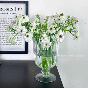 透明玻璃花瓶欧式创意高脚广口花器餐桌插花水培鲜花