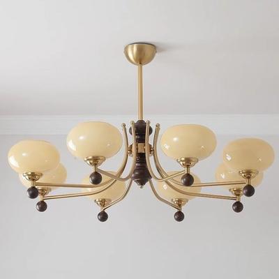 法式中古全铜vintag客厅柿子吊灯美式复古轻奢胡桃木色卧室餐厅灯