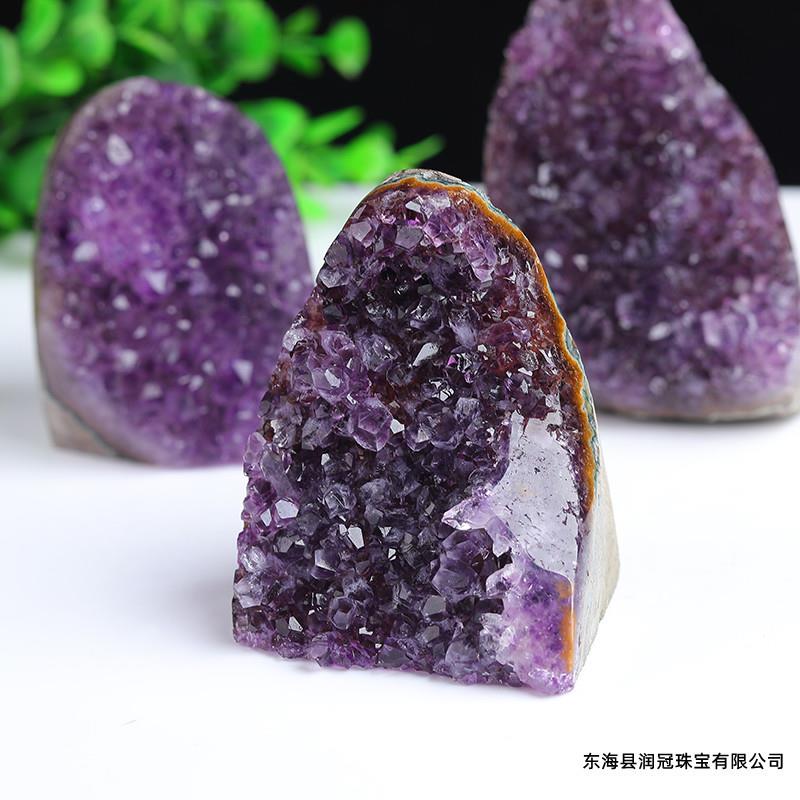 跨境热销然乌拉圭紫水晶簇摆件 紫晶镇晶洞 矿标办公家居装饰摆件
