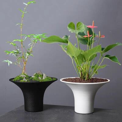 剑花i98rhd0v山插器盘道禅意摆件设花花盆简约创意花艺广口花瓶