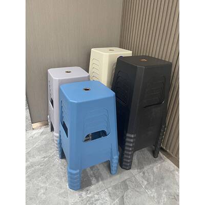 VQG塑料备凳子奶胶油风家居加凳厚成人板北欧中式成人踩脚凳可叠