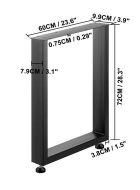 桌截腿制黑色钢桌腿重型3.128x24英英寸宽箱形面形桌腿，28x2方4