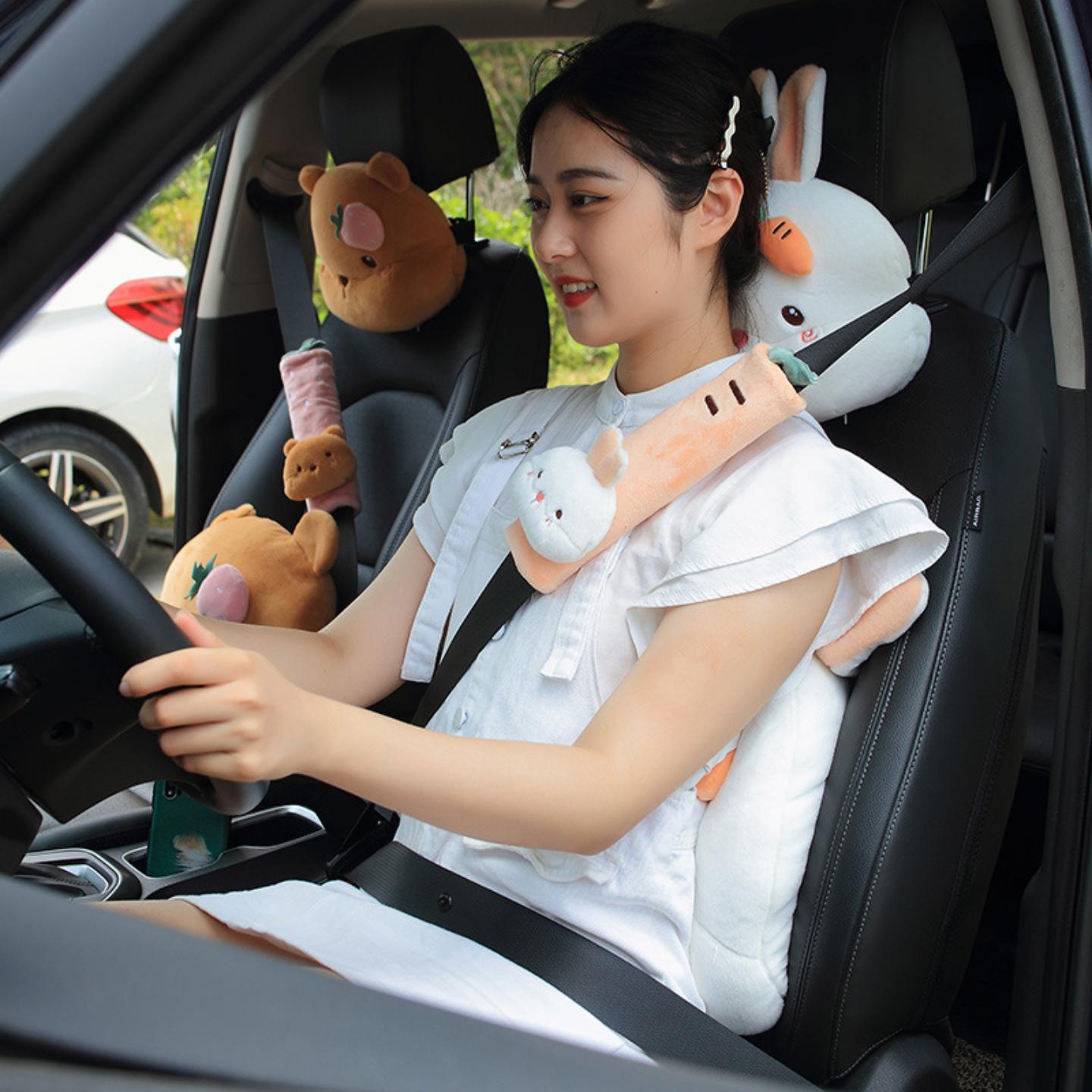 卡通汽车头枕毛绒护颈腰靠