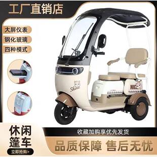 新女款带棚动三轮车代步电动三轮车家用小型士轮电动车三老年人接