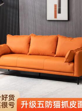 猫抓皮沙发小型客厅约双人三人简易户出租寓房服装店公橙92421色