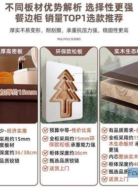 茶水柜客厅餐边子家用置物实靠木色备CZV餐墙房储柜物柜厨橱柜收