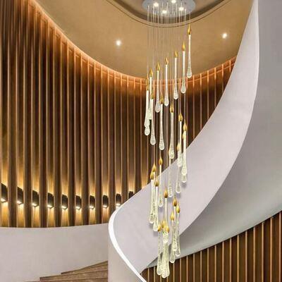 北欧后现代水晶吊灯轻奢餐厅灯复式楼梯间别墅客厅卧室展厅灯金色