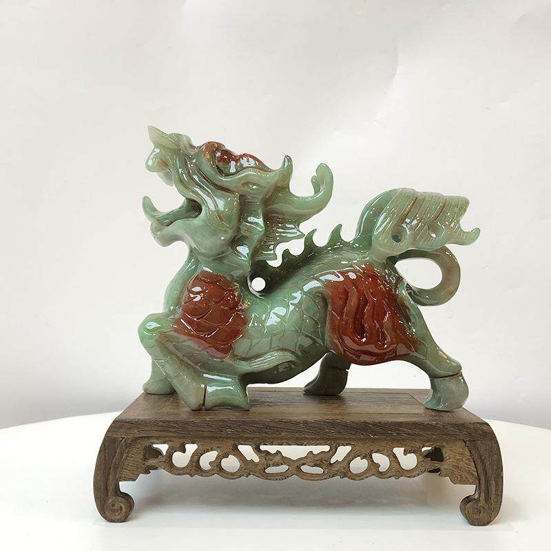钰程本命年玉器长20厘米岫玉麒麟龙龟貔貅摆件财位家居玉工