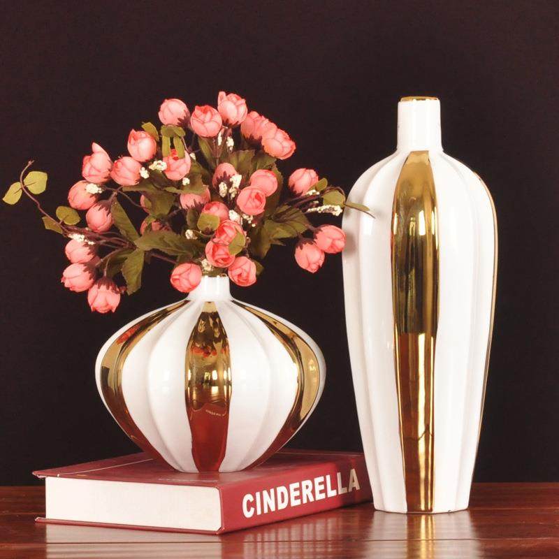 新中式描金陶瓷花瓶创意插花花器客厅书房软装摆件装饰品客厅花瓶,纺织面料/辅料/配套,纺织机械配件,淘宝优惠券,粉丝福利购,淘宝优惠卷