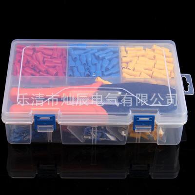 电商冷压端子900pcs盒装防水接线端子绝缘压线端子+冷压钳