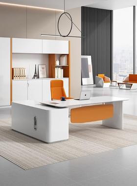办公白色烤漆老板经理桌简约现代主管桌轻奢极简医美桌家用书桌子