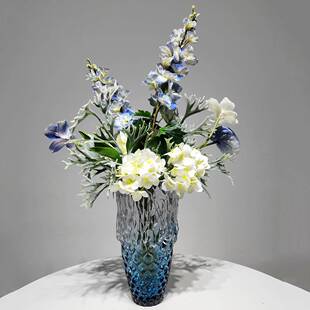 现代轻奢玻璃花瓶高端仿真花艺摆件客厅餐桌高级感绿植假花装饰品