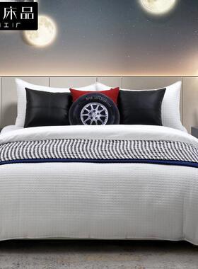 端展厅样板间黄蓝色儿童床品轻奢软装样板房多件套床上用品