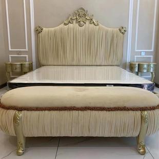 双人床意大利丝绒古典雕花床 主卧婚床美式 9WOR法式 轻奢布艺床港式