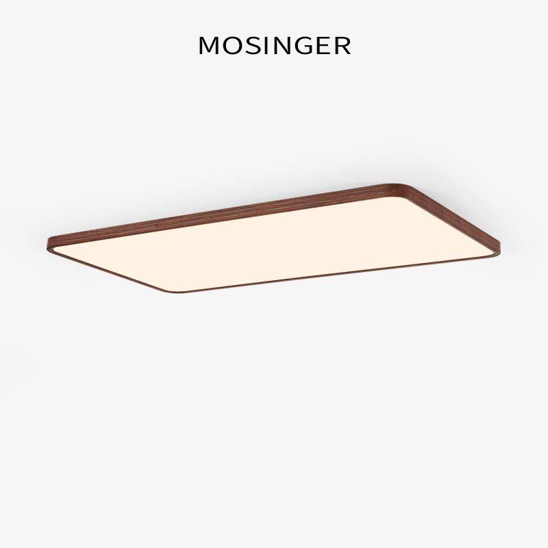 侘寂风极简客厅吸顶灯日式复古胡桃木纹长方形客厅主灯超薄卧室灯