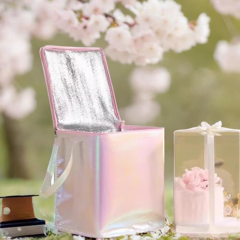 2024年新款 蛋糕保温袋彩虹膜生日蛋糕外卖现货可加LOGO