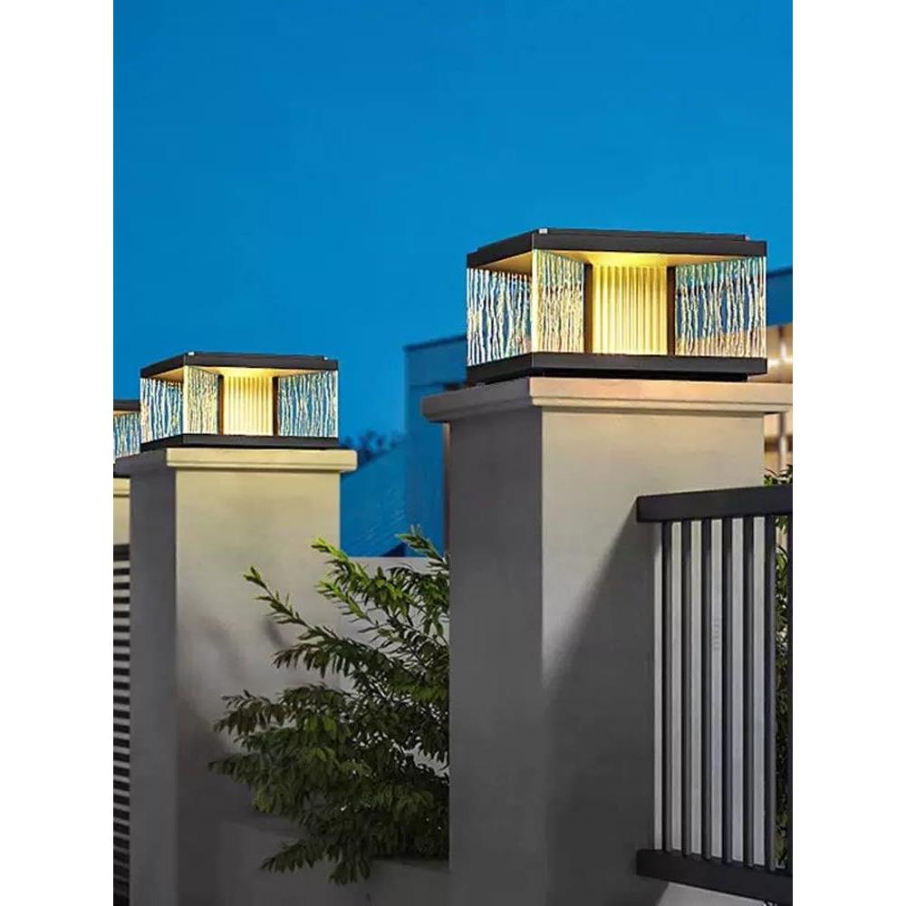 太阳能柱头灯庭院大门灯门柱灯户外围墙灯防水柱子灯别墅大门柱灯