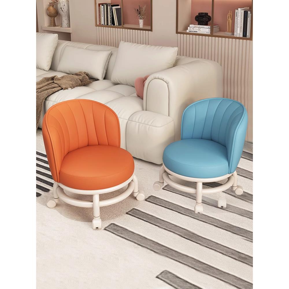 家用低凳滑轮活动凳万能轮凳可堆叠靠背小椅子客厅儿童学步凳