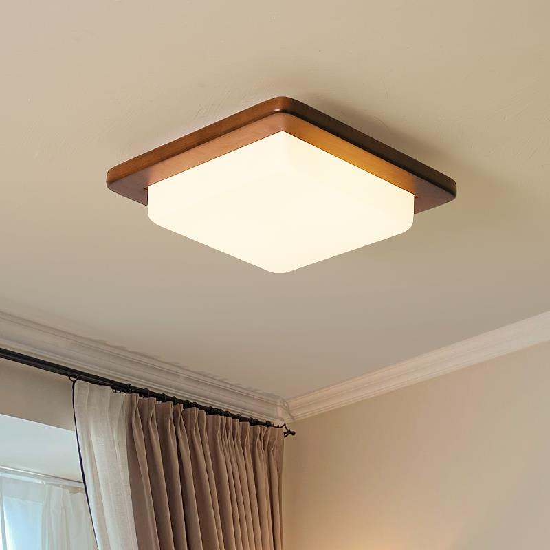 全光谱现代简约中式卧室吸顶灯胡桃木方形入户玄关灯走廊灯阳台灯