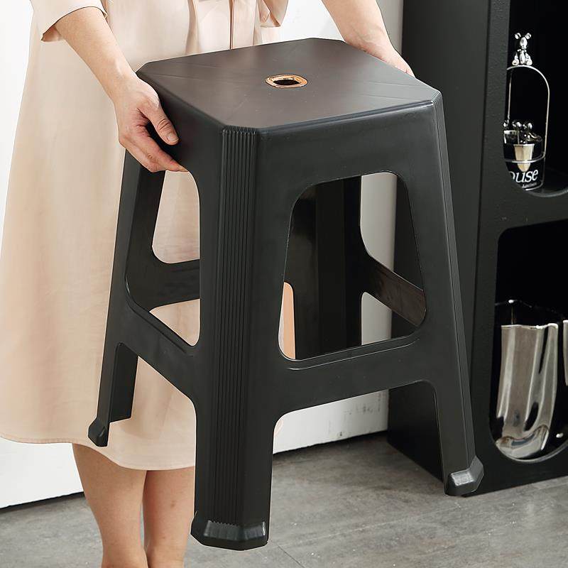 简约黑色加厚塑料高脚凳子家居茶几凳成人踩脚凳中款凳儿童小矮凳
