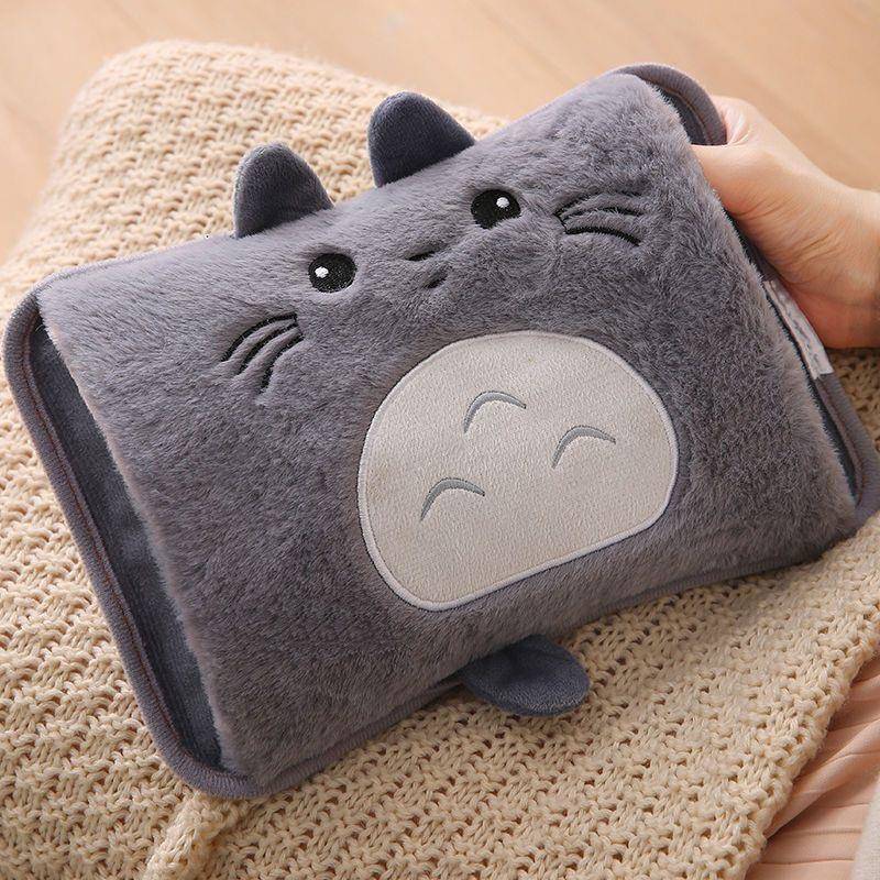 兔毛绒热水袋充电款防爆暖水袋双插手电暖手宝冬天暖宝宝学生暖肚