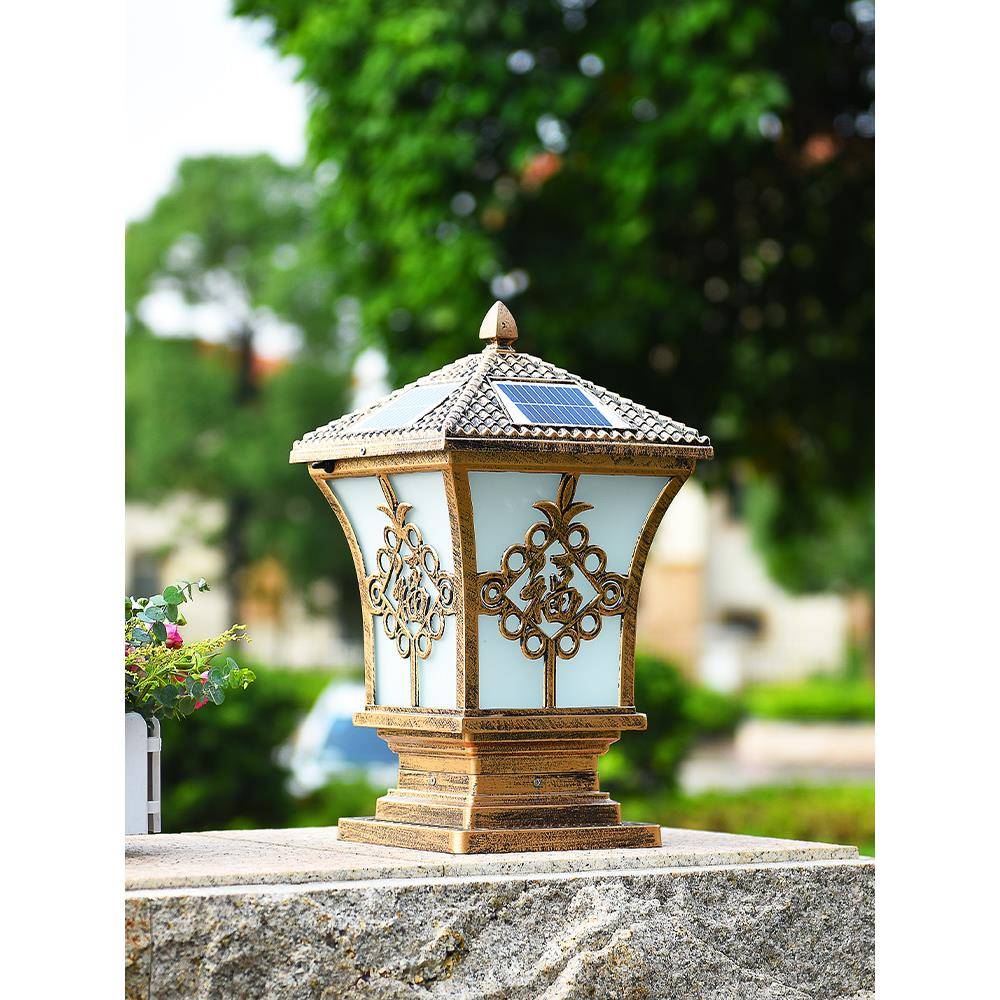 围墙柱头灯太阳能户外庭院灯防水室外门柱灯花园别墅大门家用超亮