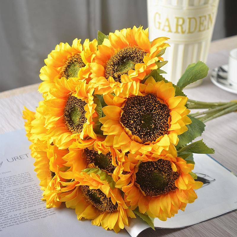 彷真向日葵彷真花插花单支拍照摆设摆件人造花向日葵客厅装饰假花