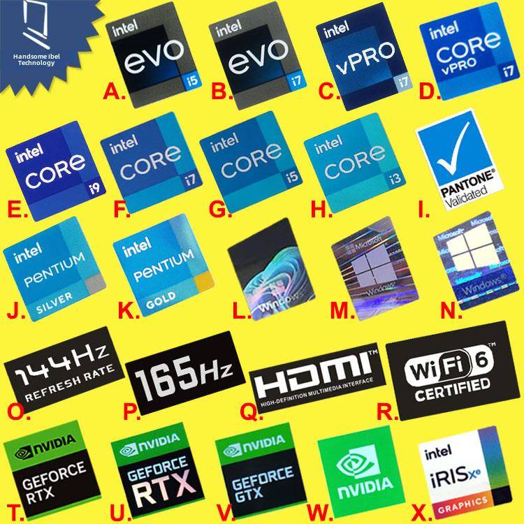 原装13代Evo I5 I7 Vpro贴纸Cpu I9 I3 HDMI笔记本电脑桌面标签