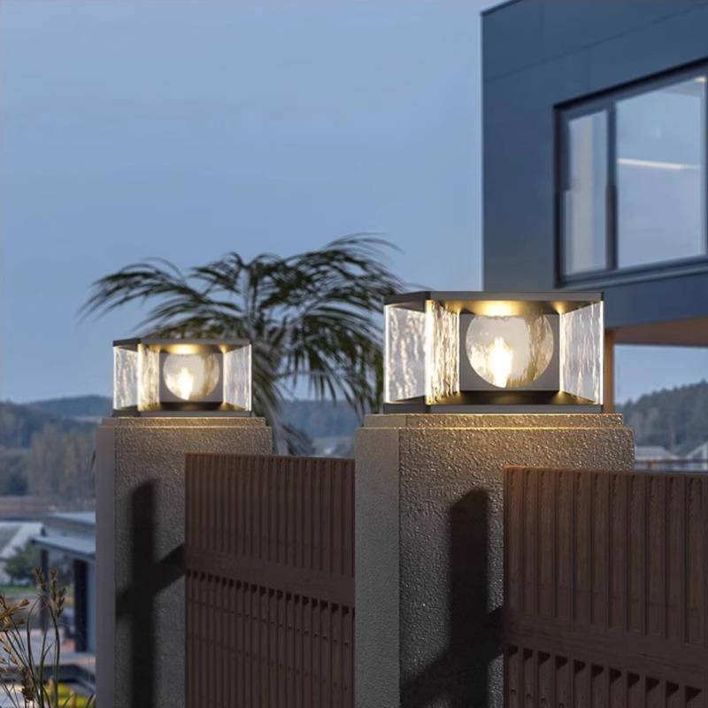 柱头灯太阳能门柱灯庭院柱子灯户外别墅大门灯防水室外院子围墙灯