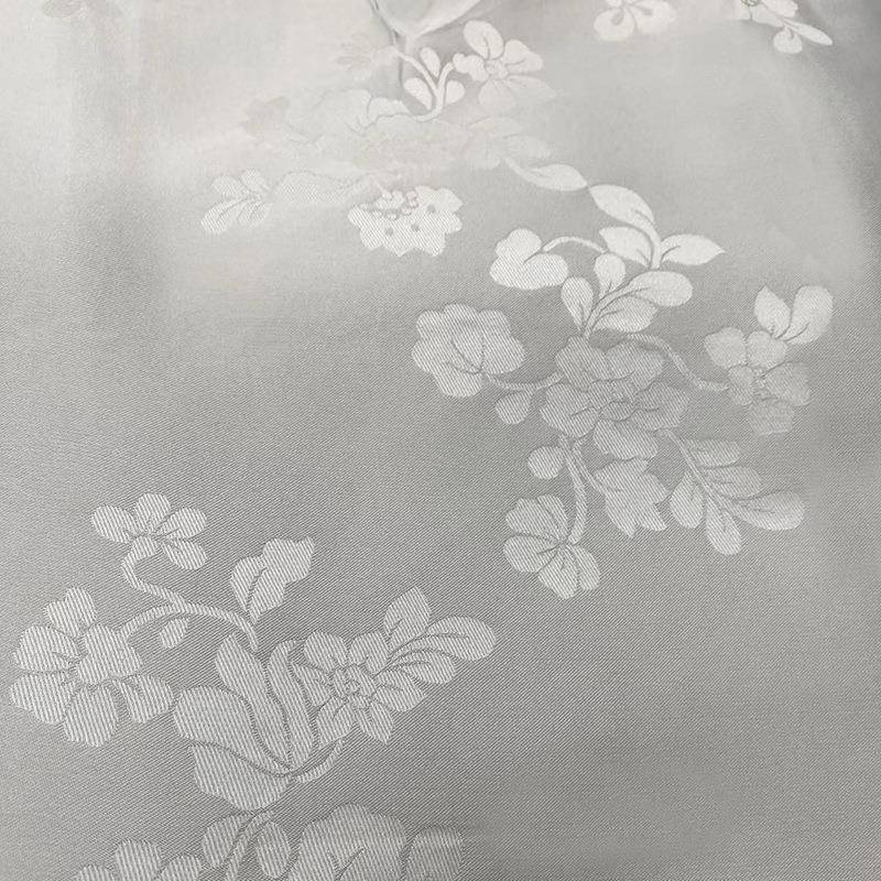 华传雨丝绸简约花型桑蚕丝韩服面料窄幅提花桑波缎米样零料剪样