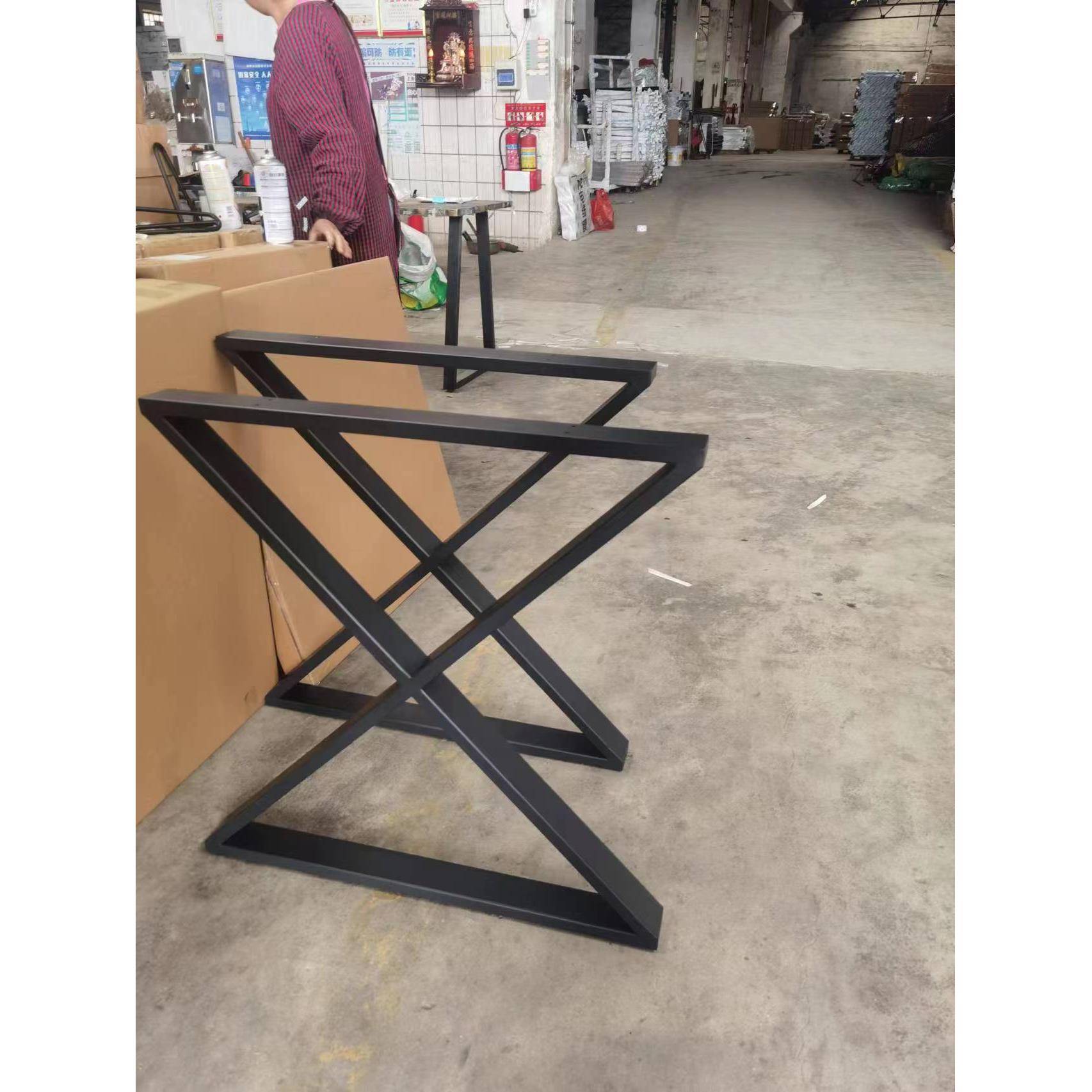 X型大板金属加厚桌子支架简约吧台桌脚茶几支撑架会议桌桌腿