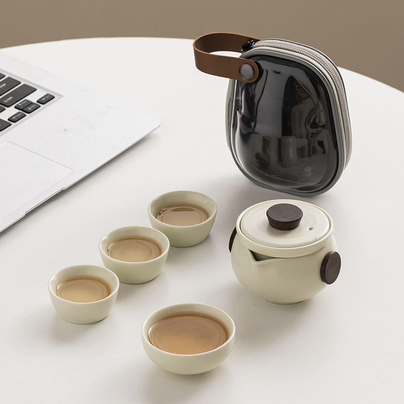 简约茶壶泡茶杯茶水分离旅行便携功夫一壶四杯茶具快客杯套装小