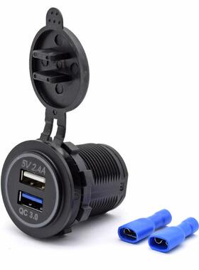 热销新款双usb充电器车载qc3.0车充4.8a快充支持汽车改装